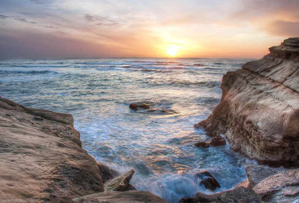 A sunset at Sunset Cliffs in San Diego.