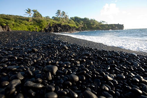 Waianapanapa State Park's stunning and remote black-sand beach