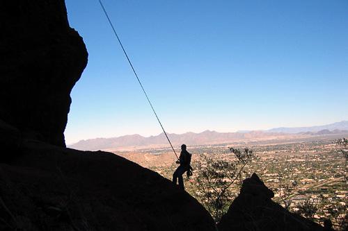 Rock climbing on Camelback Mountain, Phoenix.