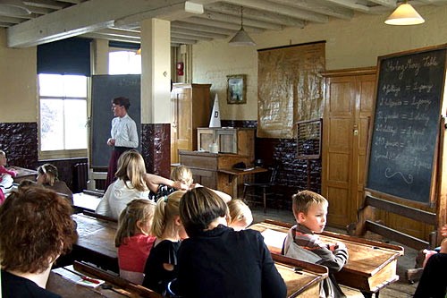 Old-fashioned schoolroom at The Ragged School Museum.