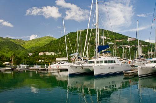 Sailboats in Nanny Cay Marina, Tortola Island in the British Virgin Islands
