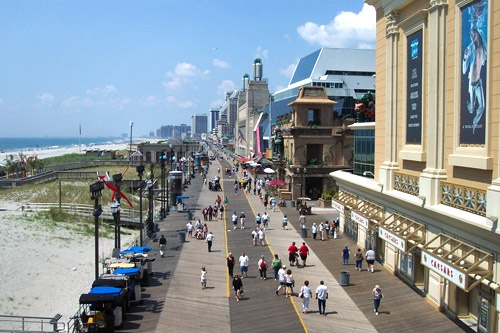 The Atlantic City Boardwalk is lined with shops, restaurants, food stands, casinos and more. Photo courtesy Atlantic Convention & Visitors Bureau