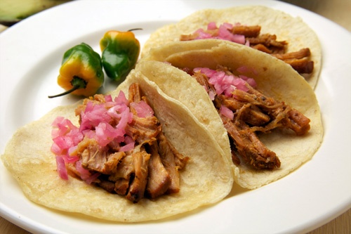 Conchinita pibil, pit-baked pork, is a Yucatan specialty.