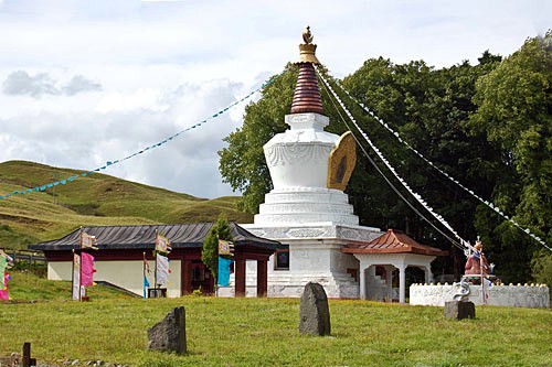 The Stupa at the Kagyu Samye Ling Monastery and Tibetan Centre.