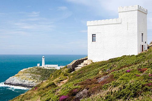 Ellin's Tower and South Stack lighthouse.