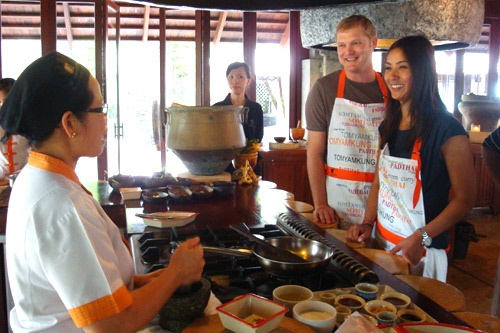 Cooking demonstration at Ginja Cook Cooking School at the JW Marriott Resort and Spa in Phuket, Thailand. Photo: Courtesy Ginja Cook Cooking School