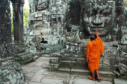 A monk at Angkor Wat in Siem Reap, Thailand.